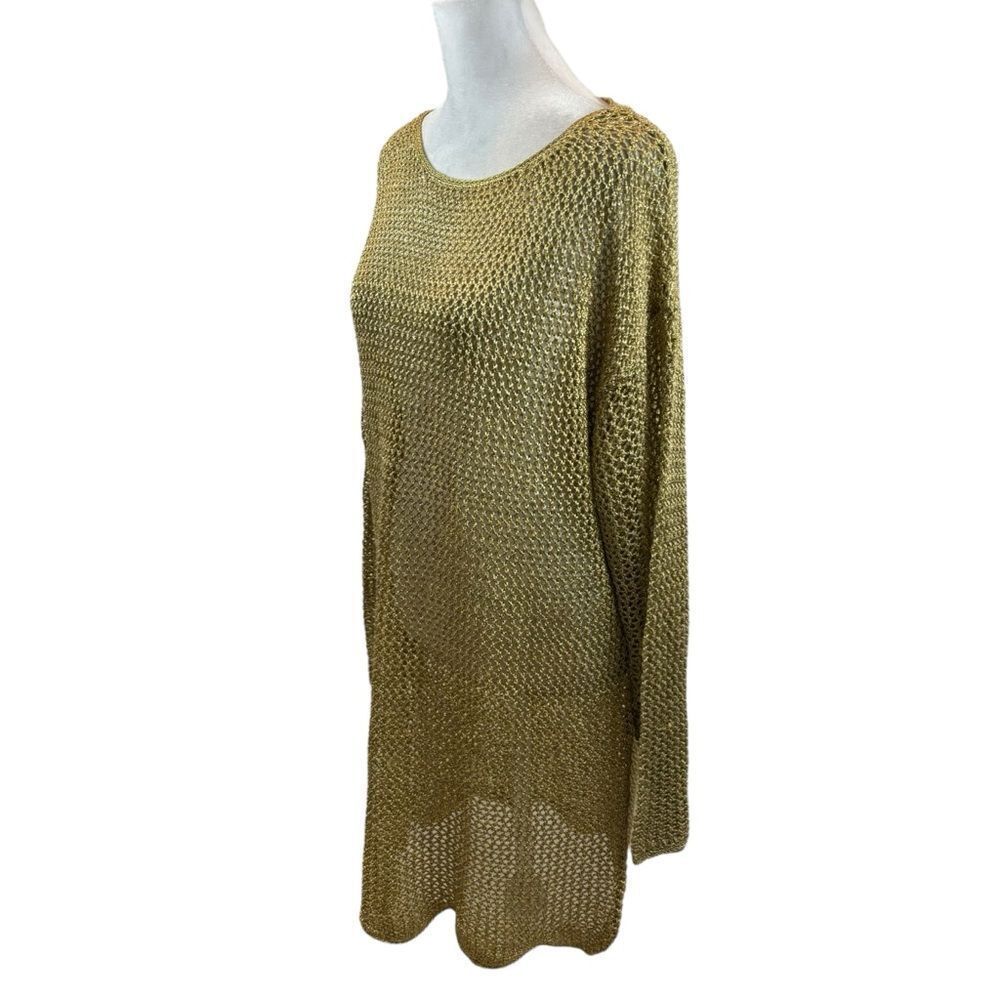 Vintage 1980’s‎ Ladies The Works Saks Fifth Ave Gold Sheer Mesh Tunic Cover Up M